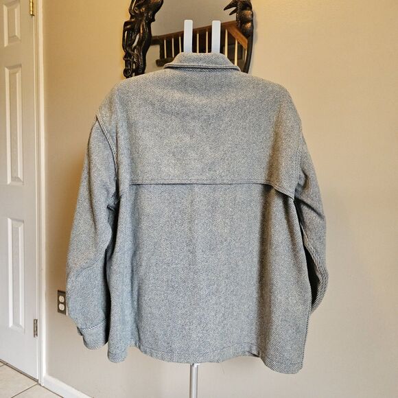 Vintage 90s Woolrich Shirt Jac Mens XXL 2XL Wool Jacket Gray Blue Chore USA Cape - Picture 8 of 15